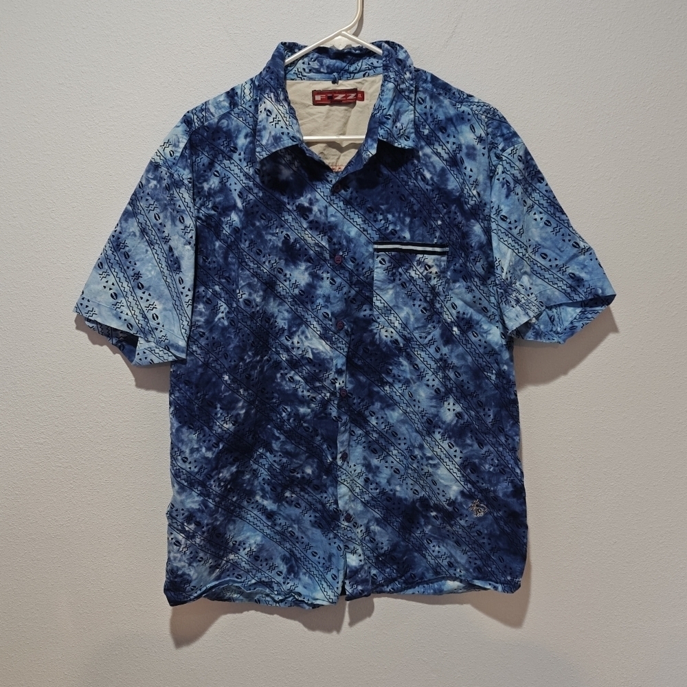 Vintage Fizz Hawaiian Tie-Dye Button Down Shirt Short Sleeve Men's Size XXL